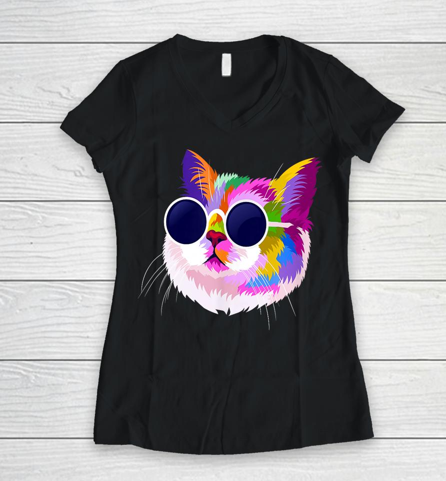 Cat Shirt Funny Cat Gift Women Tees Mens Girls Boys Women V-Neck T-Shirt