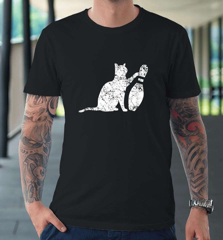 Cat Tipping Bowling Pin Premium T-Shirt