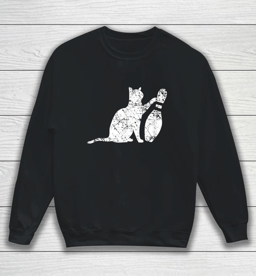 Cat Tipping Bowling Pin Sweatshirt