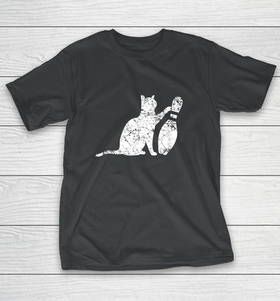 Cat Tipping Bowling Pin T-Shirt