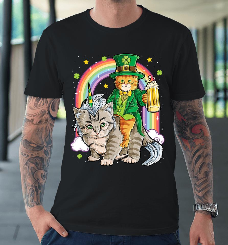 Cat Unicorn Leprechaun St Patricks Caticorn Beer Premium T-Shirt