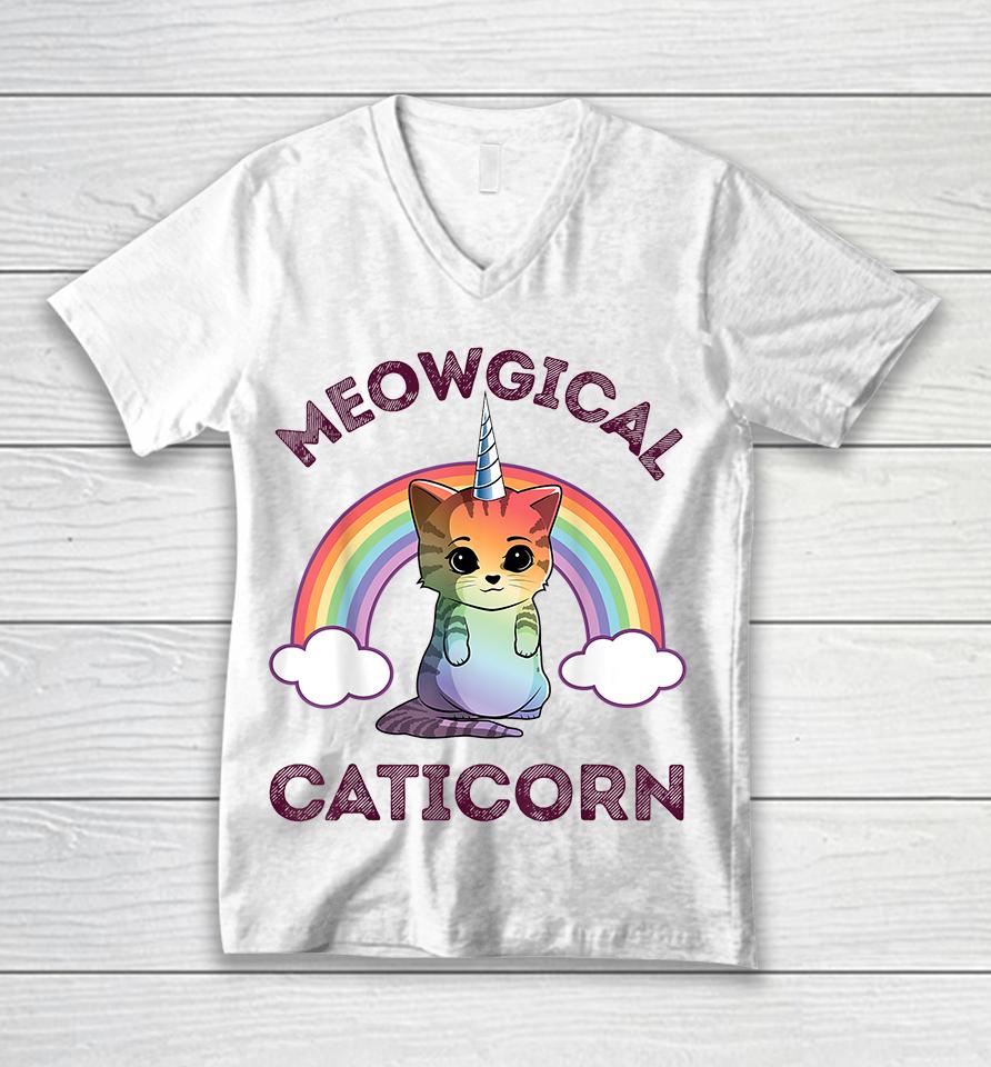 Cat Unicorn Meowgical Caticorn Unisex V-Neck T-Shirt