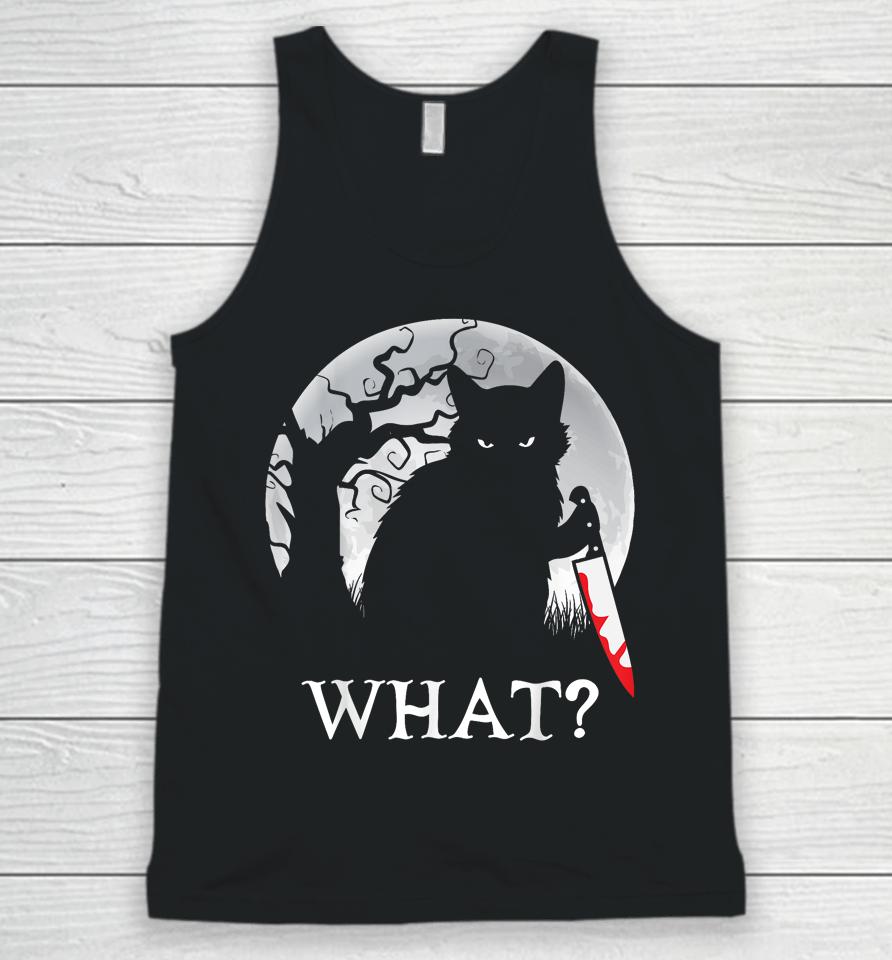 Cat What Murderous Black Cat Costume With Knife Halloween Unisex Tank Top