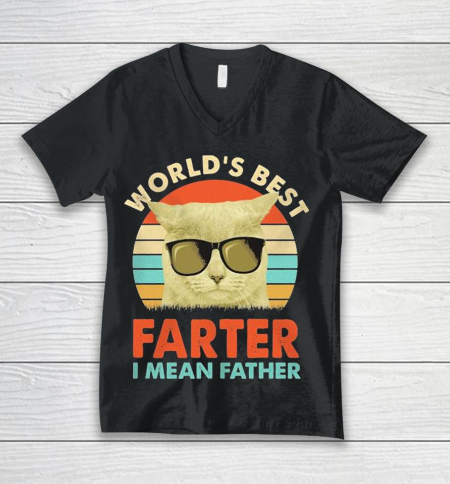 Cat World’s Best Farter I Mean Father Vintage Unisex V-Neck T-Shirt
