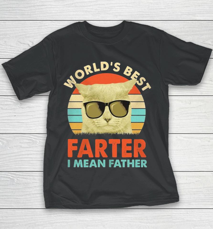 Cat World’s Best Farter I Mean Father Vintage Youth T-Shirt