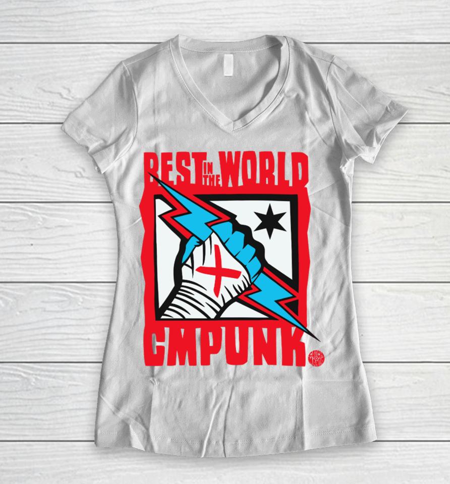 Catchomania Simonwelf Best In The World Cm Punk Catchomania Women V-Neck T-Shirt