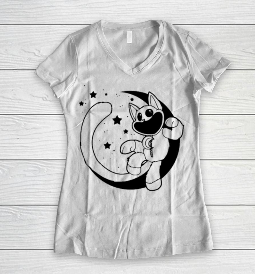Catnap Moon Women V-Neck T-Shirt