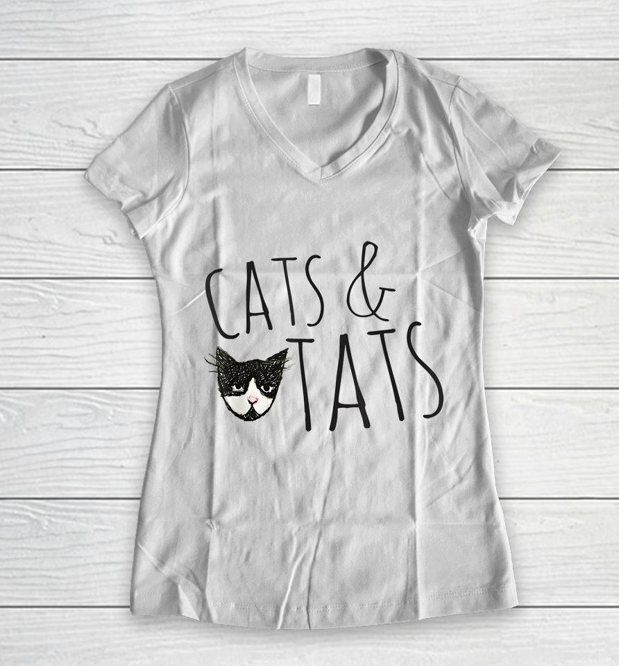 Cats And Tats Women V-Neck T-Shirt