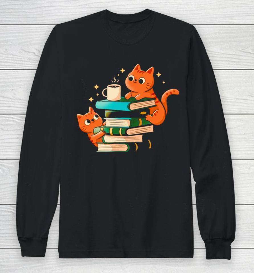 Cats Books And Coffee Long Sleeve T-Shirt