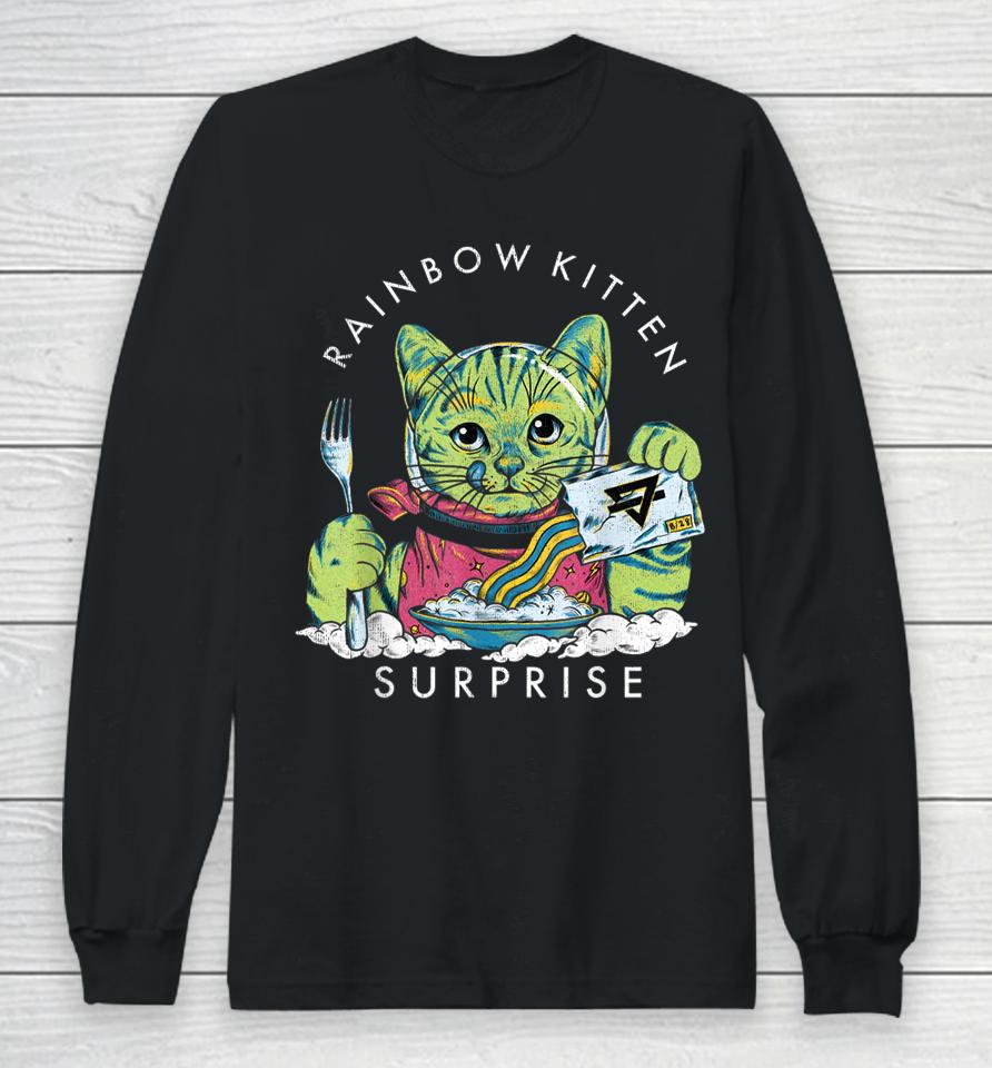 Cats Rainbow Kitten Surprise Cute Eat Retro Animals Vintage Long Sleeve T-Shirt