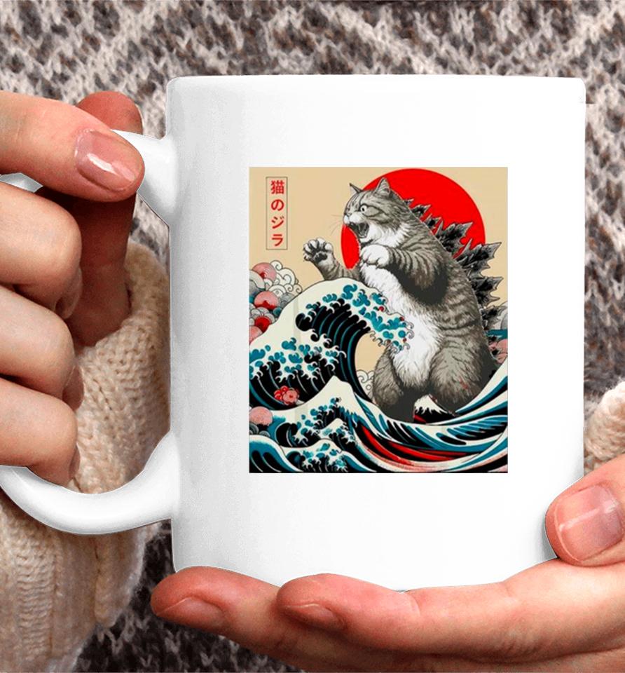Catzilla Cat Japanese Art Funny Cat Coffee Mug