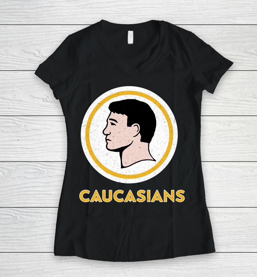 Caucasians Funny Vintage Caucasians Pride Women V-Neck T-Shirt