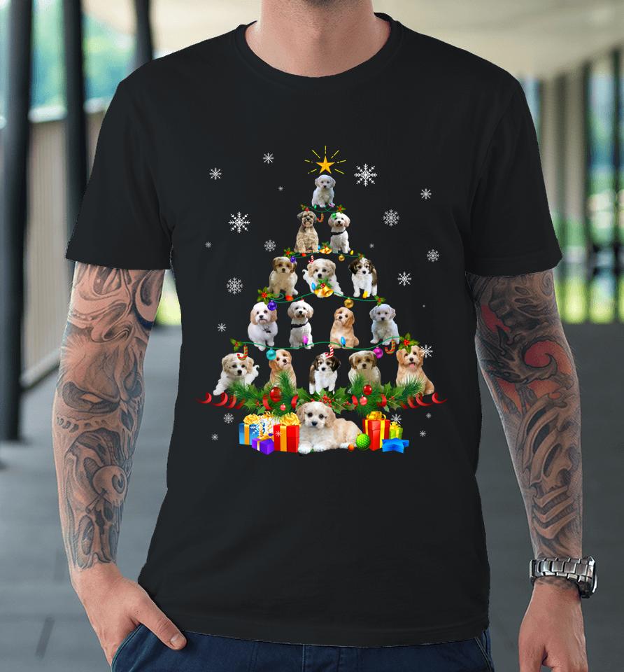 Cavachon Christmas Tree Lights Funny Lover Dog Xmas Pajamas Premium T-Shirt