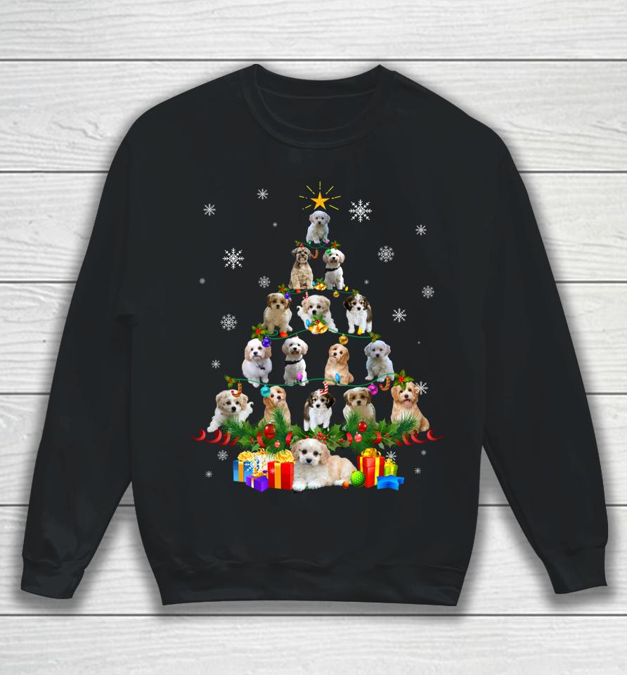 Cavachon Christmas Tree Lights Funny Lover Dog Xmas Pajamas Sweatshirt