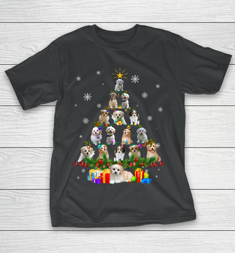 Cavachon Christmas Tree Lights Funny Lover Dog Xmas Pajamas T-Shirt
