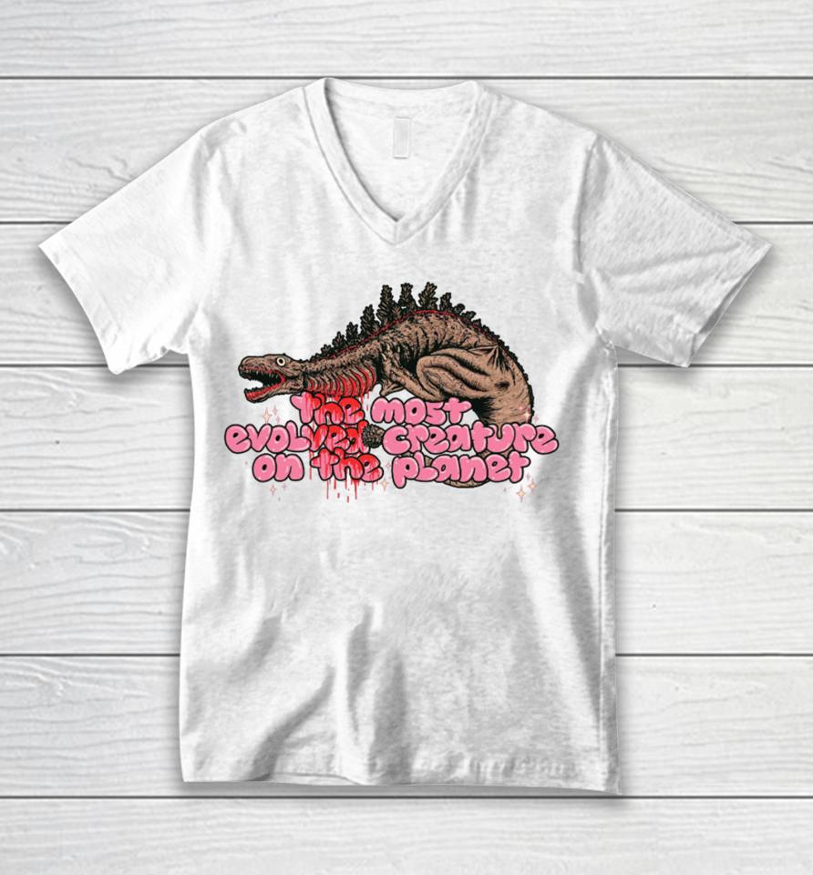 Cavitycolors Shin Godzilla The Most Evolved Creature On The Planet Unisex V-Neck T-Shirt
