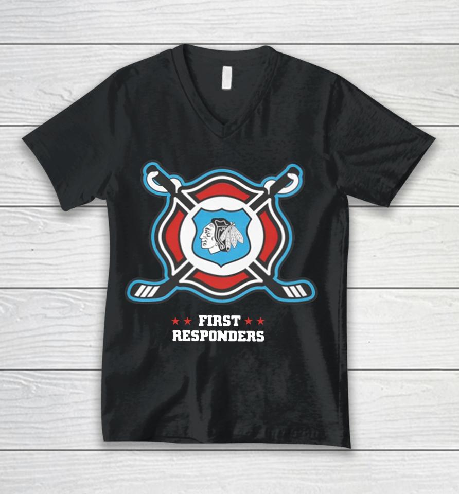 Cbh Shop Chicago Blackhawks First Responders Unisex V-Neck T-Shirt