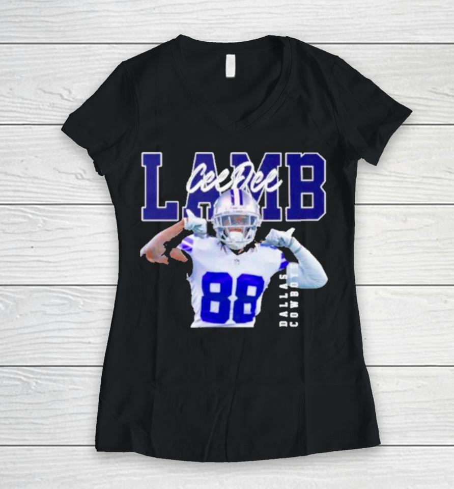 Ceedee Lamb Ceedee Lamb Dallas Cowboys Football Players Women V-Neck T-Shirt