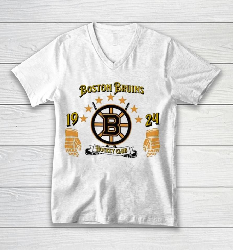 Celebrate 100 Year 1924 – 2024 Boston Bruins Logo Stars Unisex V-Neck T-Shirt