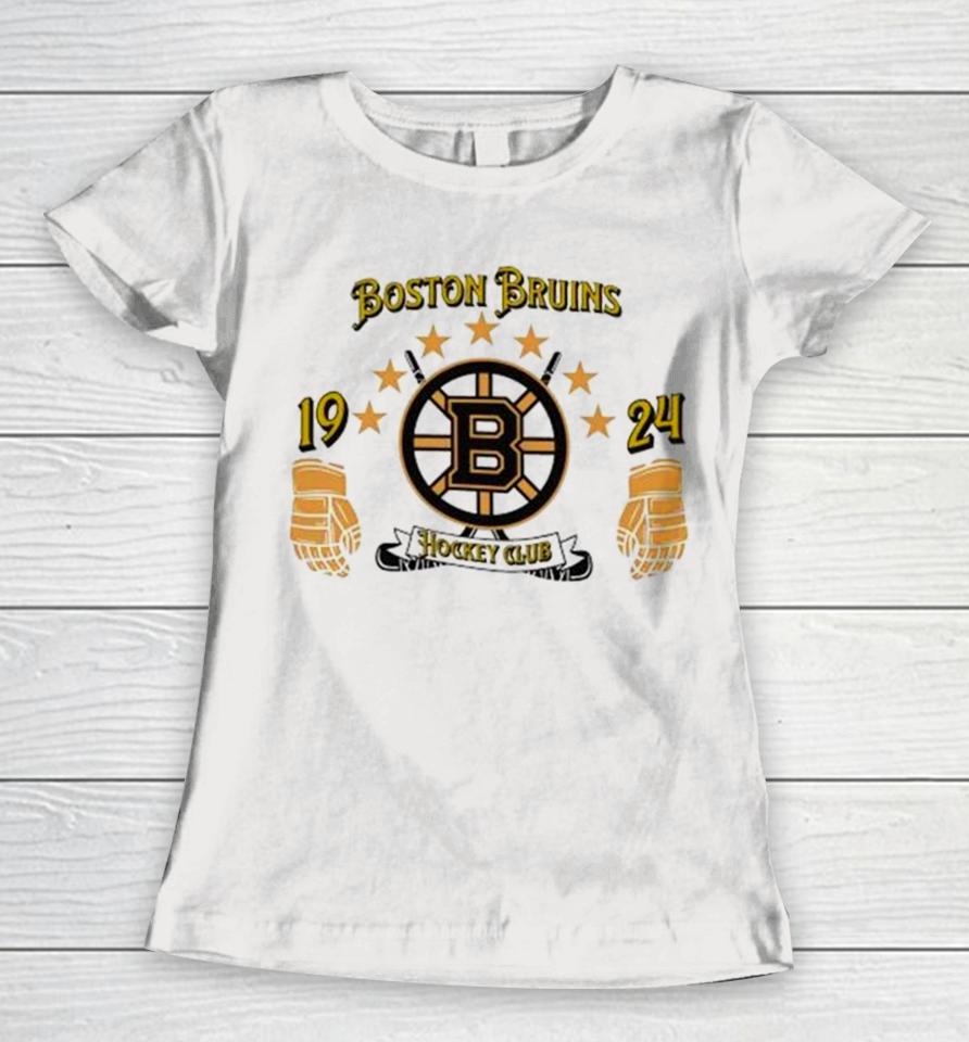 Celebrate 100 Year 1924 – 2024 Boston Bruins Logo Stars Women T-Shirt