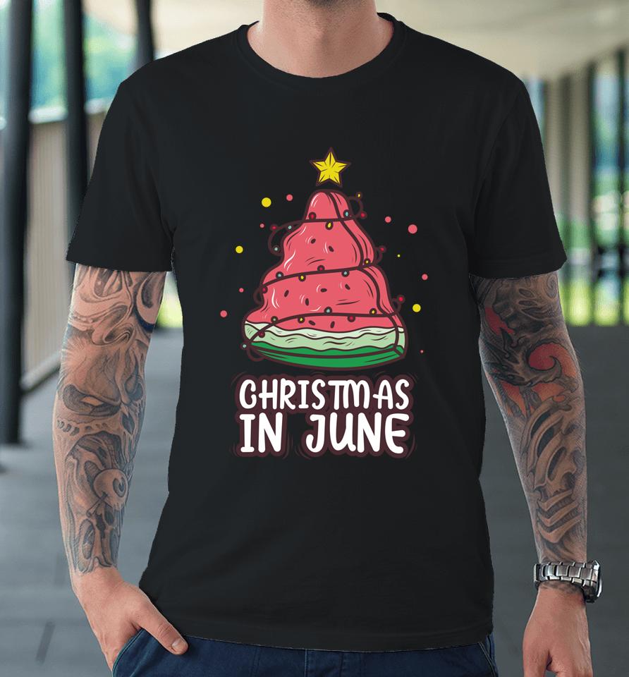 Celebrate Christmas In June With Watermelon Christmas Lights Premium T-Shirt