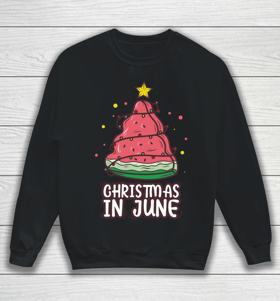 Celebrate Christmas In June With Watermelon Christmas Lights Sweatshirt