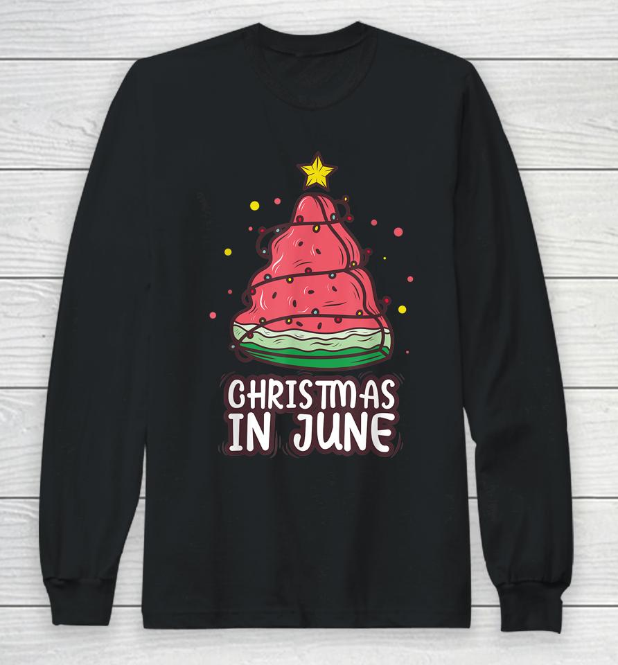 Celebrate Christmas In June With Watermelon Christmas Lights Long Sleeve T-Shirt