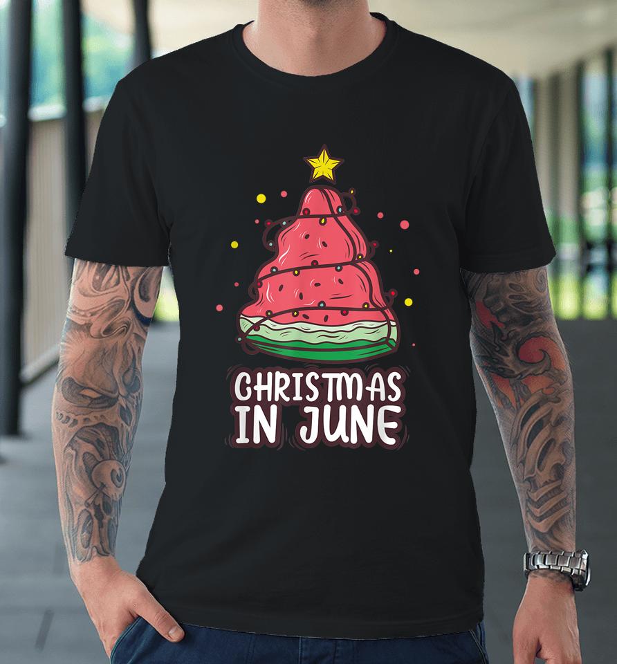Celebrate Christmas In June With Watermelon Christmas Lights Premium T-Shirt