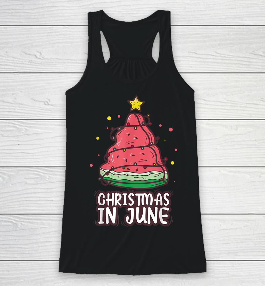 Celebrate Christmas In June With Watermelon Christmas Lights Racerback Tank