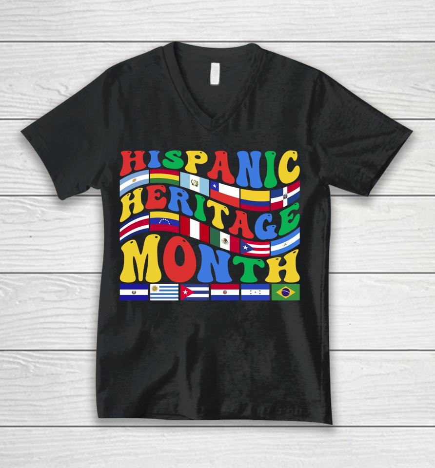 Celebrate Hispanic Heritage Month Celebrar Unisex V-Neck T-Shirt