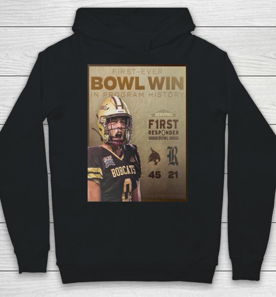 Celebrate Texas State Bobcats First Ever Bowl Win In Program History First Responder Bowl 2023 Champions Hoodie