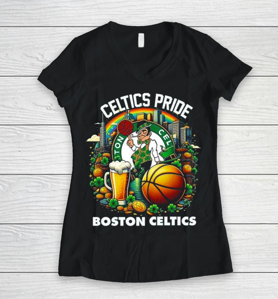 Celtics Pride Boston Celtics St. Patrick’s Day Women V-Neck T-Shirt