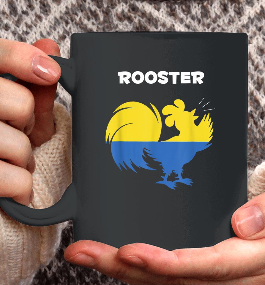 Ceramic Rooster Support Ukraine Funny Meme Ukrain Flag Coffee Mug
