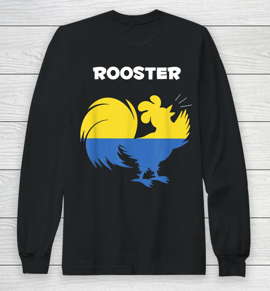 Ceramic Rooster Support Ukraine Funny Meme Ukrain Flag Long Sleeve T-Shirt