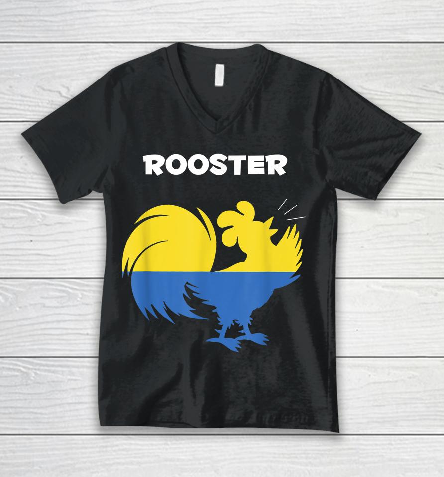 Ceramic Rooster Support Ukraine Funny Meme Ukrain Flag Unisex V-Neck T-Shirt