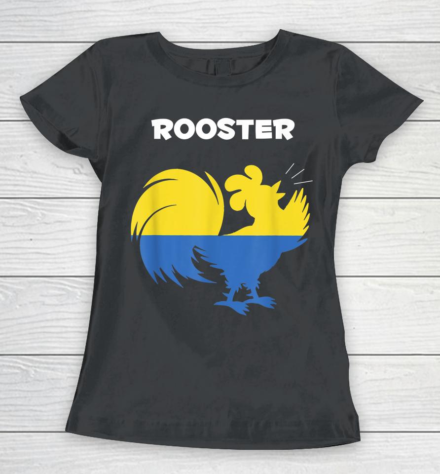 Ceramic Rooster Support Ukraine Funny Meme Ukrain Flag Women T-Shirt