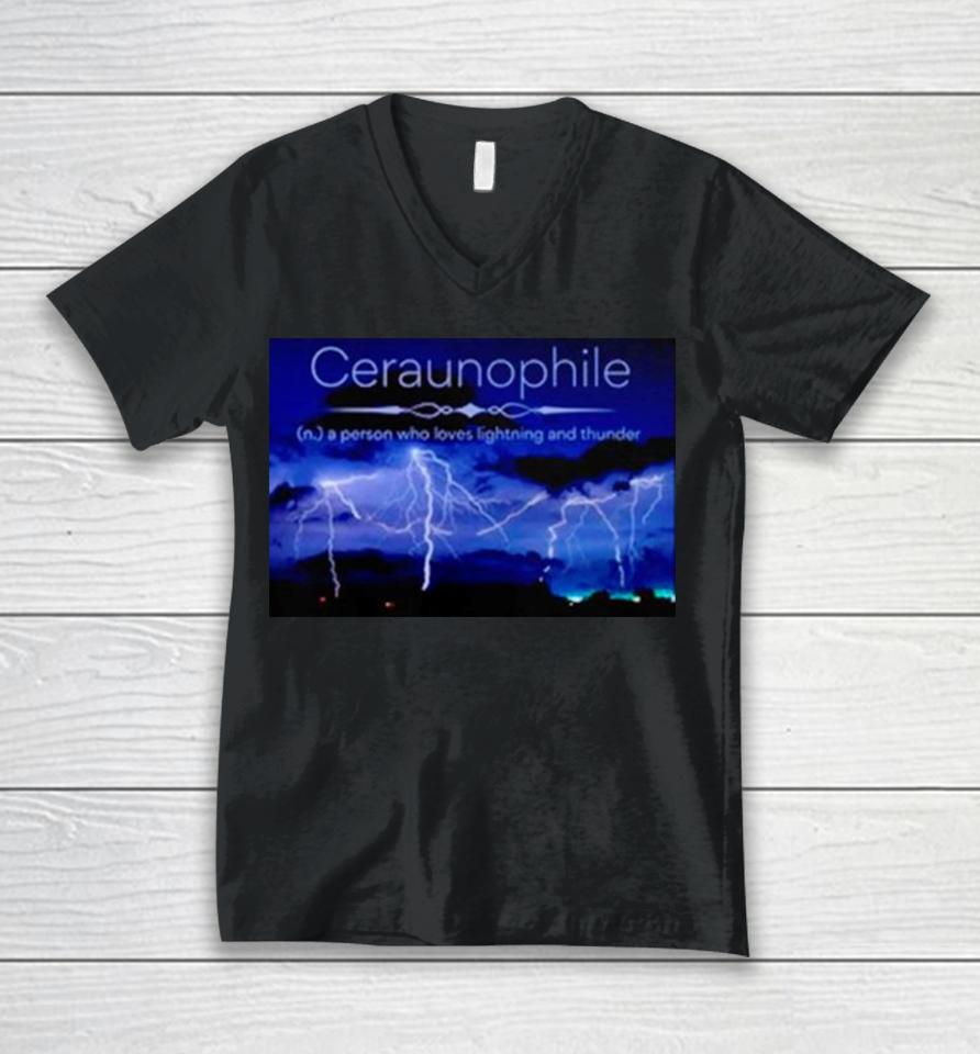 Ceraunophile A Person Who Loves Lighting And Thunder Unisex V-Neck T-Shirt