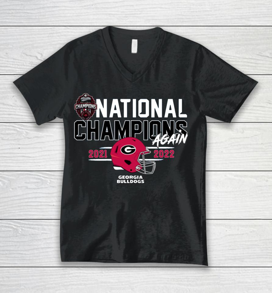 Champion Black Georgia Bulldogs Back-To-Back College Football Playoff National Champions 2023 Unisex V-Neck T-Shirt