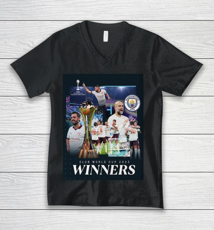 Champions Of The World For 2023 Fifa Club World Cup Champions Are Manchester City Unisex V-Neck T-Shirt