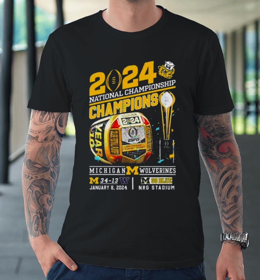 Championship Champions Michigan Wolverines 34 13 Washington Go Blue Rings Premium T-Shirt