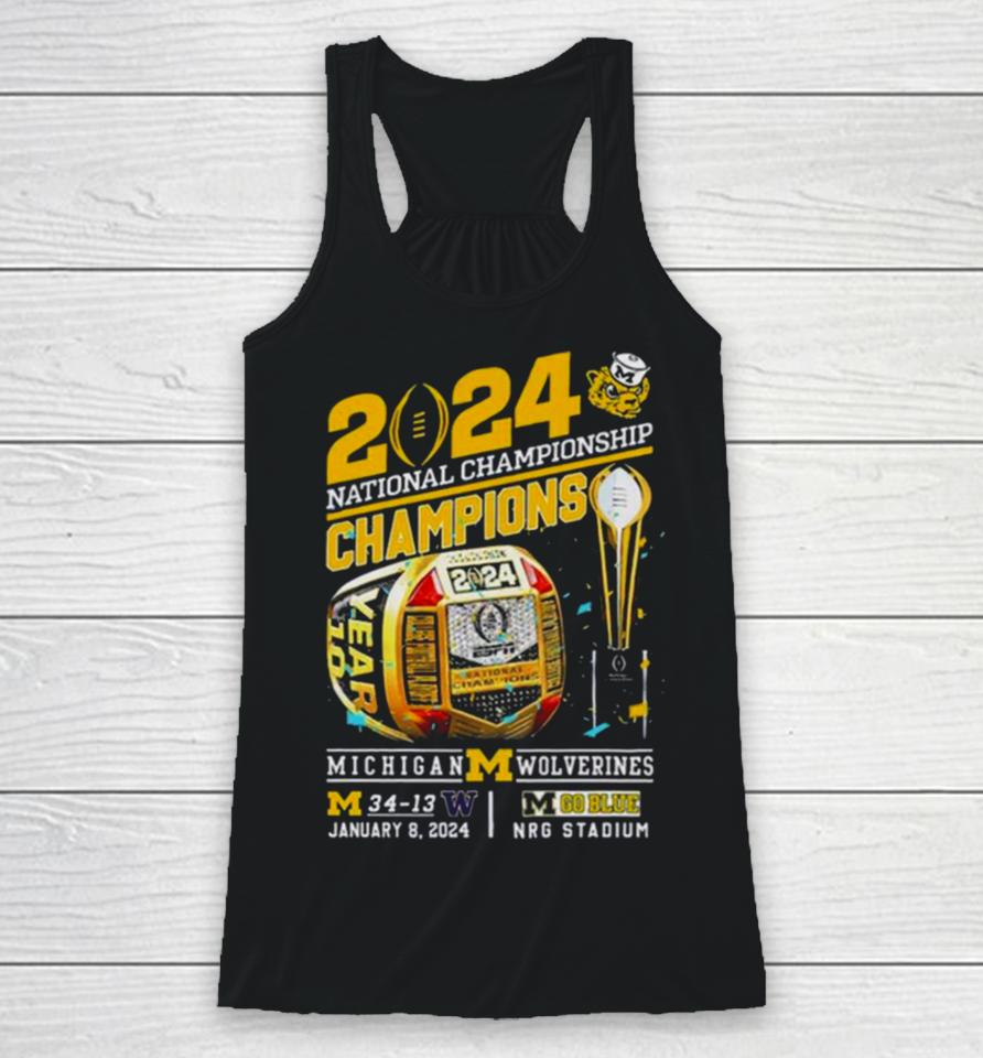 Championship Champions Michigan Wolverines 34 13 Washington Go Blue Rings Racerback Tank