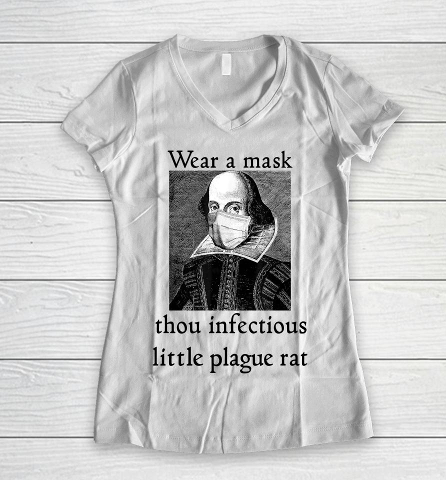 Chandos Portrait Wear A Mask Thou Infectious Little Plague Rat Women V-Neck T-Shirt
