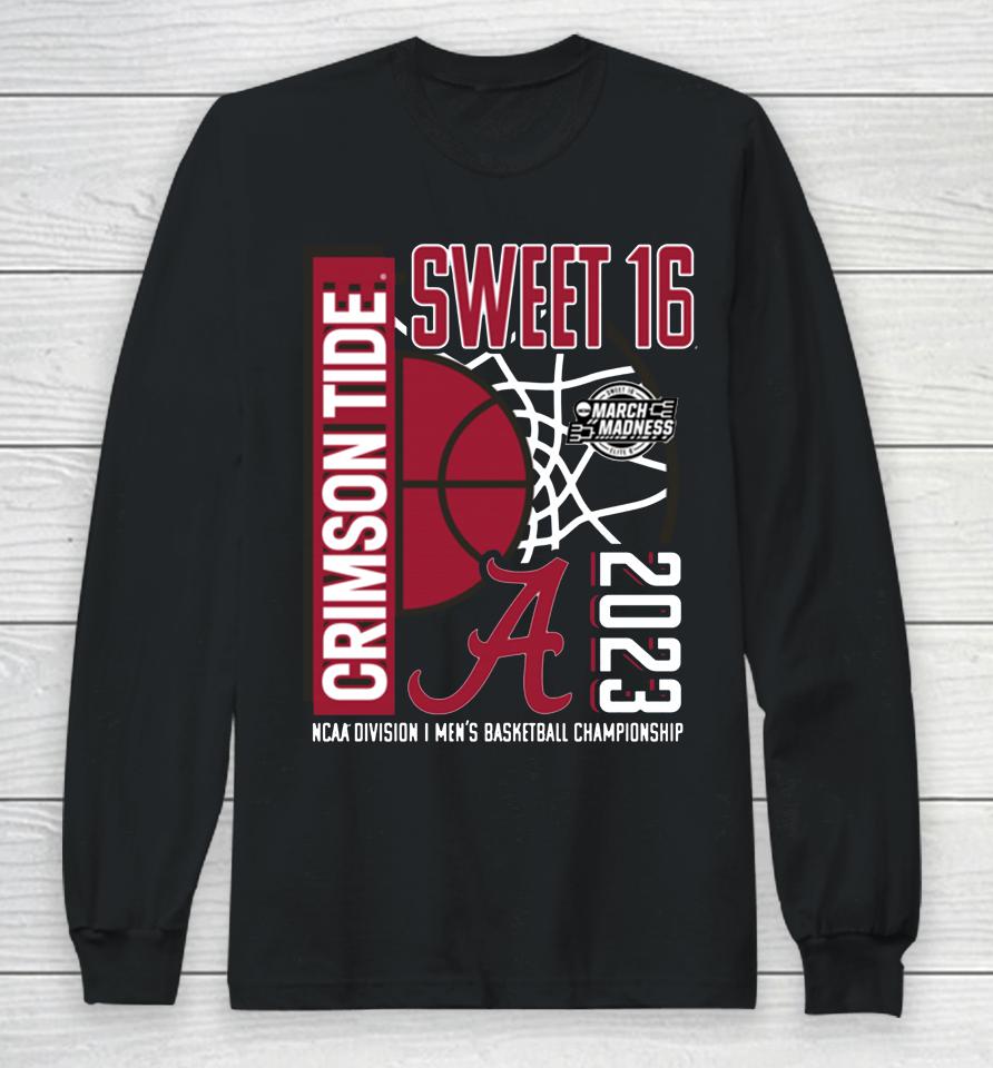 Charcoal Alabama Crimson Tide 2023 Ncaa Men's Basketball Tournament March Madness Sweet 16 Long Sleeve T-Shirt