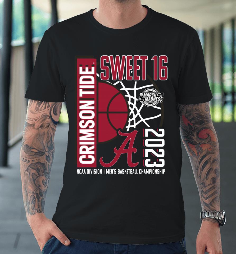 Charcoal Alabama Crimson Tide 2023 Ncaa Men's Basketball Tournament March Madness Sweet 16 Premium T-Shirt