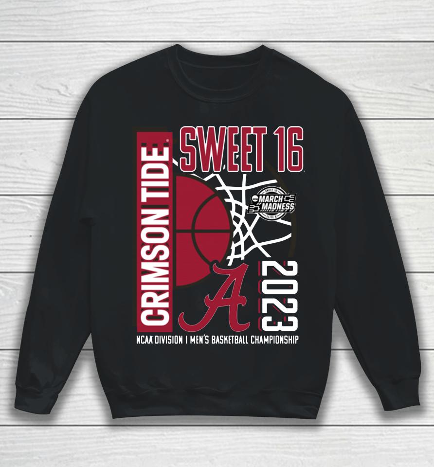 Charcoal Alabama Crimson Tide 2023 Ncaa Men's Basketball Tournament March Madness Sweet 16 Sweatshirt