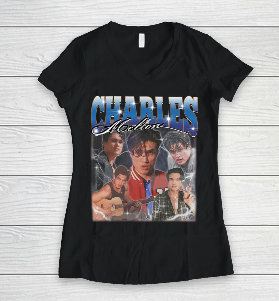 Charles Melton Women V-Neck T-Shirt