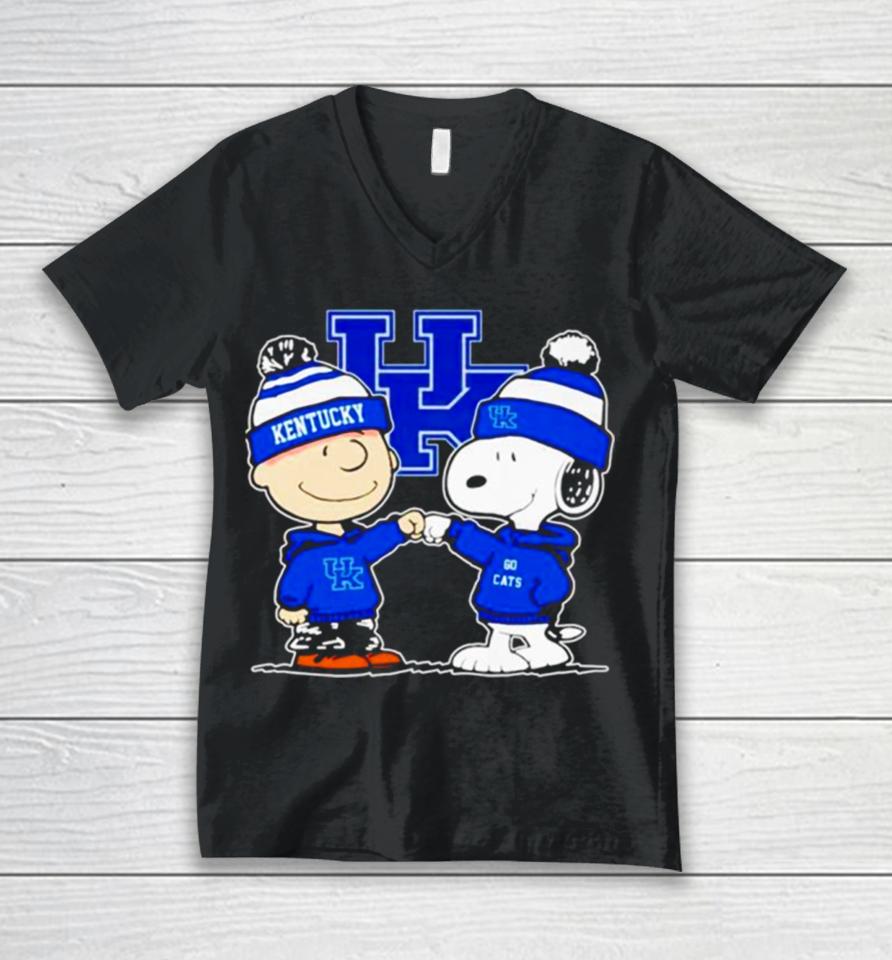Charlie Brown And Snoopy Go Kentucky Wildcats Unisex V-Neck T-Shirt