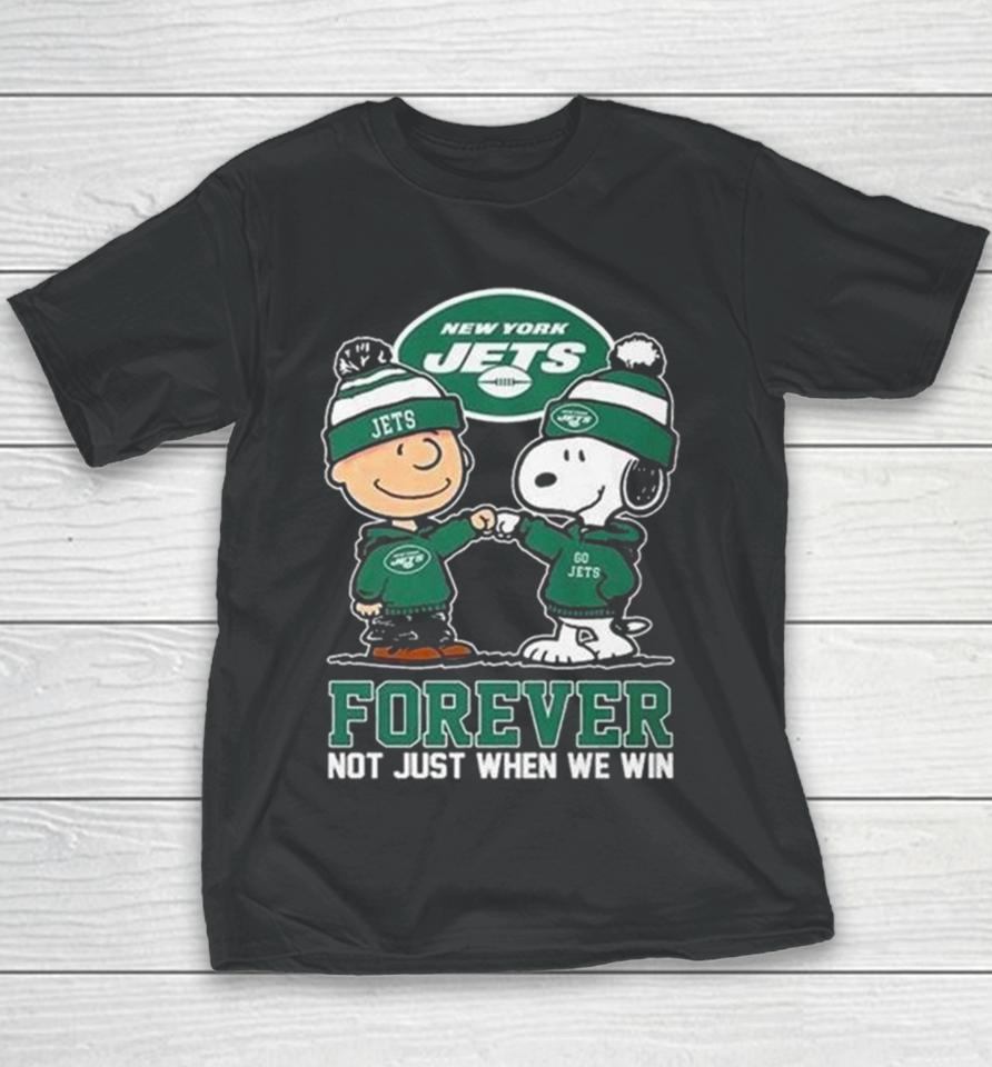 Charlie Brown And Snoopy New York Jets Forever Not Just When We Win Youth T-Shirt
