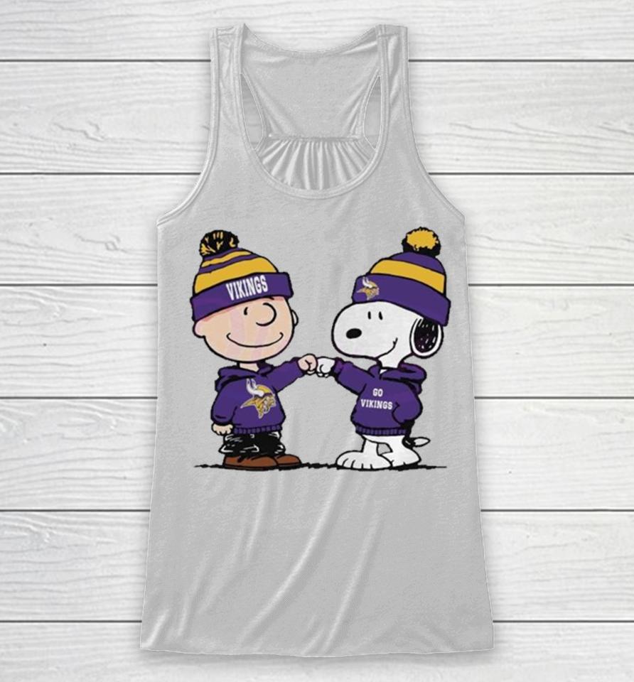 Charlie Brown And Snoopy Nfl Minnesota Vikings Football Go Vikings Cartoon Racerback Tank