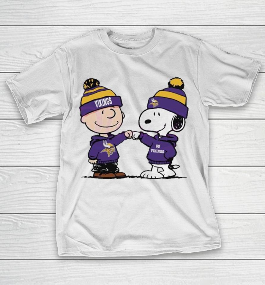 Charlie Brown And Snoopy Nfl Minnesota Vikings Football Go Vikings Cartoon T-Shirt